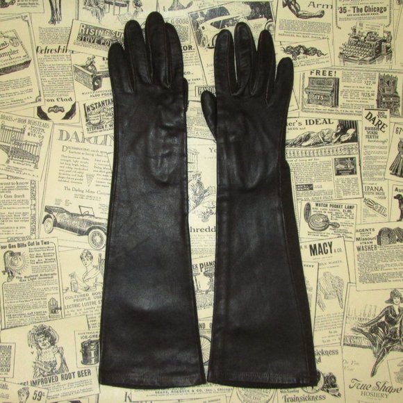 vintage brown leather opera gloves size 6 6.5 - Picture 3 of 8
